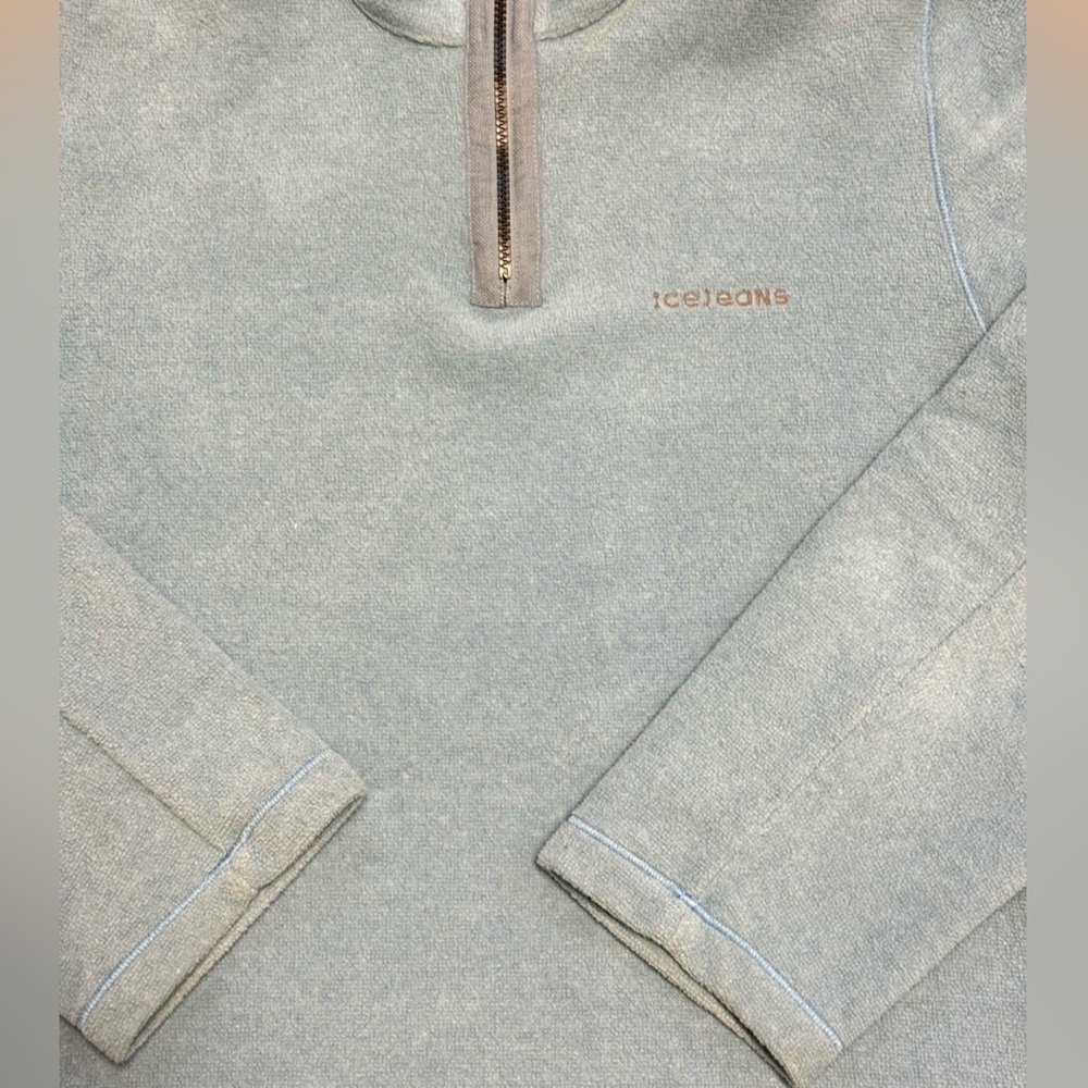 Vintage ICEJEANS BY ICEBERG Light Blue CozyFleece 1/4 Zipper Made in Italy sz.L - Picture 3 of 8